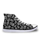 Chaussures hipster homme baskets droite Noires blanche motif crane The Skull's Art Sneakers - vetement-hipster.fr