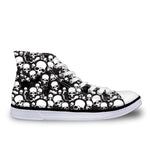 Chaussures hipster homme baskets droite blanches-Noires Skull Mishmash Sneakers motif crane - vetement-hipster.fr