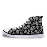 Chaussures hipster homme baskets gauche Noires blanche motif crane The Skull's Art Sneakers - vetement-hipster.fr