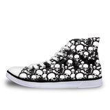 Chaussures hipster homme baskets gauche blanches-Noires Skull Mishmash Sneakers motif crâne - vetement-hipster.fr