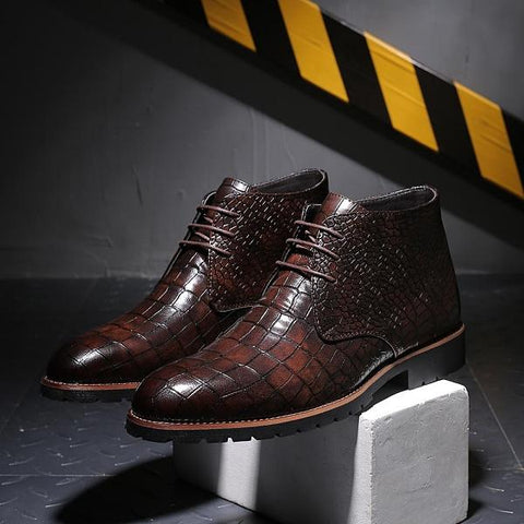 Chaussures hipster homme bottines dandy marron Crocodile Edition - 3/4 - vetement-hipster.fr