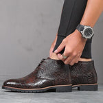 Chaussures hipster homme bottines dandy marron Crocodile Edition - Mise en situation côté 2 - vetement-hipster.fr