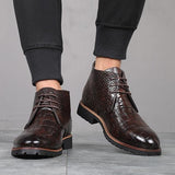 Chaussures hipster homme bottines dandy marron Crocodile Edition - Mise en situation face 2 - vetement-hipster.fr
