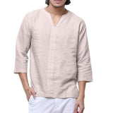 Chemise manches 3/4 beige hipster homme Cotton Avenue - vêtement-hipster.fr
