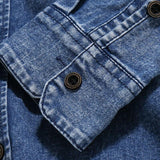 Chemise jean hipster homme bleu zoom détails Elegance Denim - vêtement-hipster.fr