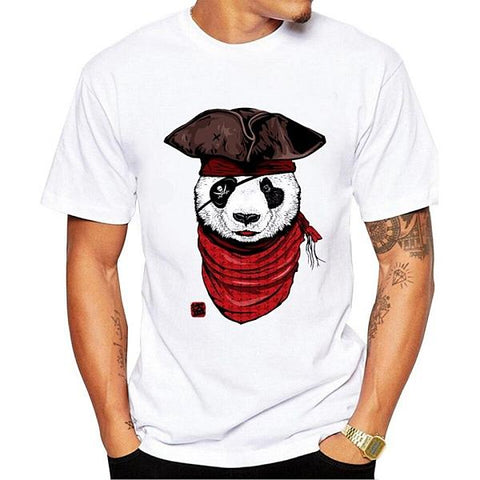 Tee shirt blanc hipster homme Capitaine Panda - vêtement-hipster.fr