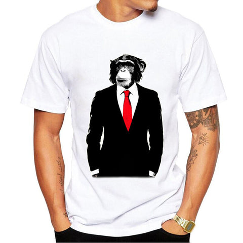 Tee shirt blanc hipster singe homme Cesar President - vêtement-hipster.fr