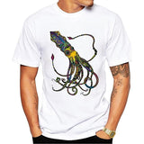 Tee shirt blanc hipster homme Fashion Octopus Pieuvre colorée - vêtement-hipster.fr