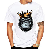 Tee shirt blanc hipster homme Gorille Jungle King - vêtement-hipster.fr
