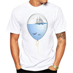 Tee shirt blanc hipster homme Sérénité Bateau Voilier Dauphin mer océan ballon eau air - vêtement-hipster.fr