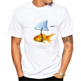 Tee shirt blanc hipster homme the shark fish - vêtement-hipster.fr