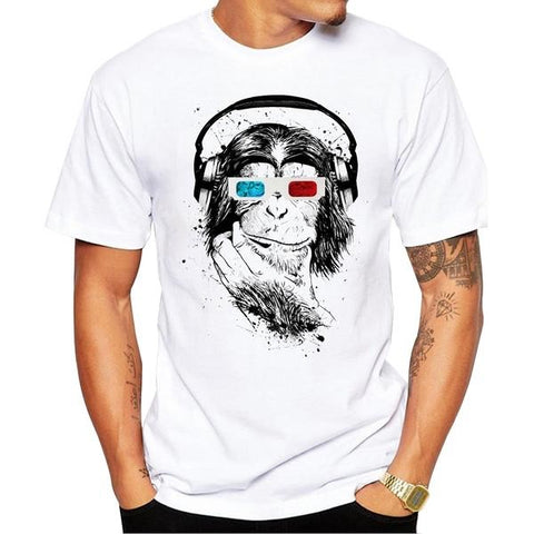 Tee shirt blanc hipster décalé homme Monkey Style - vêtement-hipster.fr