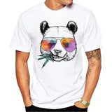 Tee shirt blanc hipster homme Panda Sunglasses - vêtement-hipster.fr