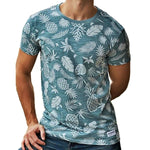 Tee shirt bleu hipster homme Summer Leaf fond blanc - vêtement-hipster.fr